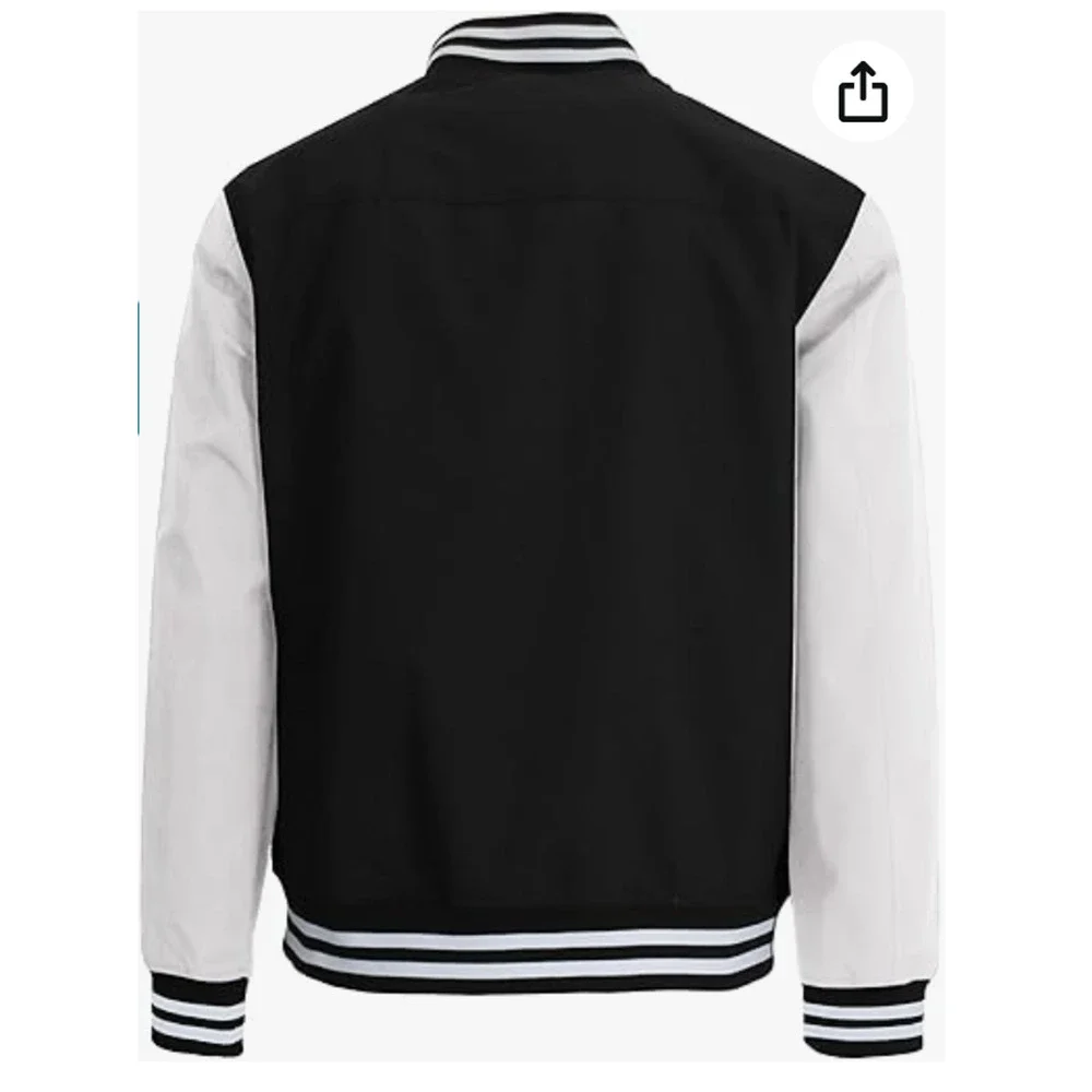 Galaxy by Harvic Men Lightweight Polyester Varsity Jacket Black/White Size L